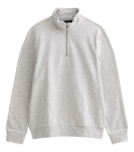Haider grey white patches Quarter-Zip Long Sleeve Knitted Polyester Shirt <b>Sweat</b>-Wicking Breathable Quick Dry Sporty <b>Top</b> - Product Image 5