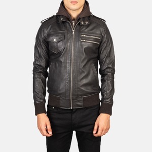 New Arrival High Quality Men's Leather <b>Jacket</b> <b>Canvas</b> Fabric Thin Winter Season Men's Leather <b>Jacket</b> - Product Image 2