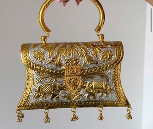 Bolso de Mano para Mujer, Diseño de Mosaico Personalizado, Chapado en Oro, Hecho a Mano, Color Blanco Plateado, de Moda, F S INTERNATIONAL, Superventas - Product Image 2