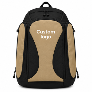 Custom Logo Solid Black Tan Corduroy Gym <b>Backpack</b> 40-50L Zipper Closure Unisex Casual Durable Eco-Friendly Adjustable <b>Strap</b> - Product Image 1