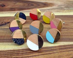 Pomos artesanales de madera, resina y mármol para puertas de armarios, cajones, roperos y muebles, herrajes decorativos de primera calidad. - Product Image 6