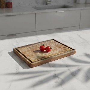 Tabla de Cortar Rectangular de Madera de Mango Ecológica con Asa, 30x20x1.5 cm, Tabla de Cocina Artesanal para Preparar y Servir Alimentos - Product Image 3