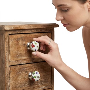 Bouton de meuble rond en porcelaine avec motif floral, style traditionnel, pour poignée de meuble de cuisine - Product Image 2