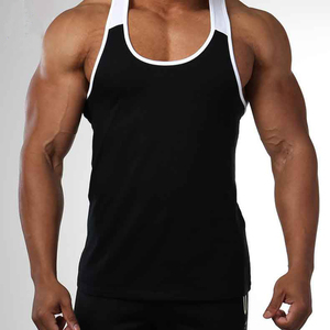 Camiseta sin mangas casual de punto liso negra para hombre con cuello redondo, transpirable, de poliéster, estilo musculoso, con lavado ácido y secado rápido - Product Image 1