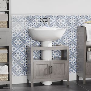 2 porte grigio sotto il lavandino piedistallo di stoccaggio bagno vanità armadio organizzatore con ripiani porta - Product Image 2