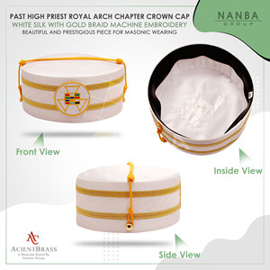 Gorra de Corona para Antiguo Sacerdote del Capítulo del Arco Real |   Gorra Masónica Blanca con Corona |   Gorra de Regalia con Bordado a Máquina de Trenzas Doradas |   Masones - Product Image 5
