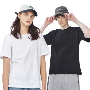 เสื้อยืดคอกลมแขนสั้นผ้าฝ้ายเรียบ ทรงปกติ สีพื้น ผ้าเจอร์ซีย์ถัก สวมใส่ได้ทั้งชายและหญิง สีขาว สีดำ - Product Image 1
