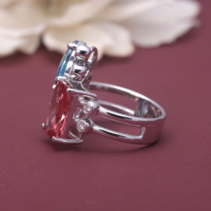 Anillo de Diamantes Cultivados en Laboratorio en Rosa y Azul, Certificado por IGI, en Oro Blanco/Rosa/Amarillo de 9K, Anillo de Diamantes de Alta Gama - Product Image 5