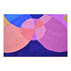 Tapis en laine tufté à la main, motif cercles superposés abstraits modernes, nuages colorés, géométrique 3D sculpté, de luxe - Product Image 4