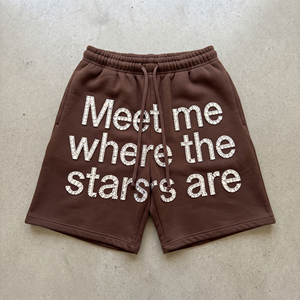 Shorts en molleton OEM 450 GSM avec strass pour homme, taille à cordon, en coton épais, pour l'hiver - Product Image 1