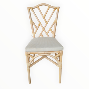 Silla de Comedor de Ratán Natural, Estilo Tradicional Moderno para Exteriores, con Cojín de Algodón Blanco, Patas de Madera, Muebles Ecológicos para el Hogar y Hoteles - Product Image 2