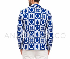 Blazer bleu imprimé de haute qualité pour homme |   Veste vintage tendance |   Veste de sport inspirée du football |   Vêtements uniques pour les fêtes et les jours de match - Product Image 4