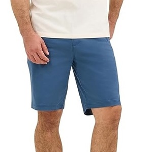 Shorts chino bleus personnalisés OEM, respirants, écologiques, en coton sergé uni pour hommes, longueur genou, pour le golf, été. - Product Image 1