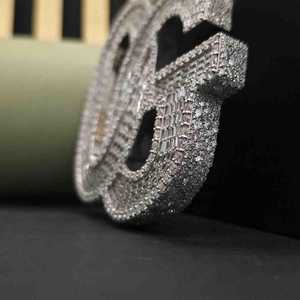 Pendentif Lettre Iced Out en Argent Sterling 925 avec Moissanite Taille Baguette, Sertissage Canal, Luxe Unisexe, Breloque Hip Hop - Product Image 5