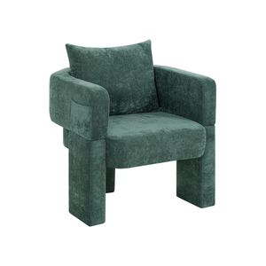 Modern 3-Leg Chenille Accent Chair Ergonomic Arms Removable Pillow Plush Small Space Armchair Single Sofa for Living Dining - Product Image 5