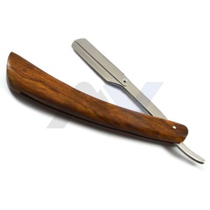 Rasoir professionnel haut de gamme à manche pivotant en bois de luxe, forme en L, type Shavette, en acier inoxydable, lame unique pour le rasage du visage - Product Image 1