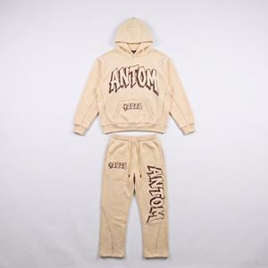 Custom Plus Size Winter Sweatsuit <b>Men's</b> 100% Cotton Anti-Bacterial Breathable Quick Dry <b>Pullover</b> Hoodie Screen Printed Logo - Product Image 1