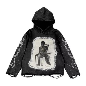 Sudadera con Capucha Unisex Extra Grande de Forro Polar 100% Algodón para Hombre, con Bordado 3D, Estilo Urbano - Product Image 3