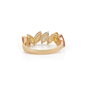 Bague demi-éternité en saphirs naturels multicolores, sur mesure, en or jaune 14 carats pur, bijoux fins uniques, vente en gros - Product Image 6