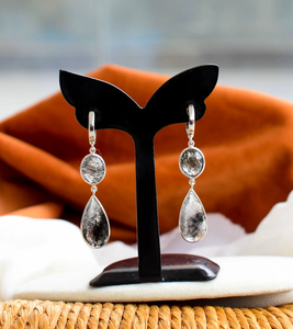 ต่างหูห้อยประดับควอตซ์สีดำลายเส้นรูทิเลเต็ดแบบมีน้ำหนัก พร้อมเงินแท้ 925 สไตล์ทันสมัยสำหรับผู้หญิง มีจำหน่ายแล้ว - Product Image 2