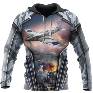Sudadera con Capucha de Manga Larga Unisex, con Estampado de Camuflaje Sublimado en 3D, 100% Algodón, Forro Polar, Resistente al Viento, Transpirable, con Diseño Divertido de Avión de Combate - Product Image 5