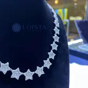 LOISTA Star Moissanite <b>Statement</b> <b>Necklace</b> 925 Silver Rhodium Plated Women's Luxury Party Jewelry - Product Image 5