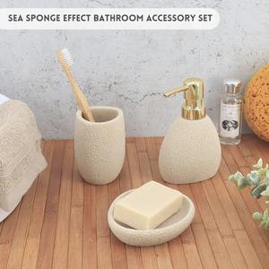 Juego de Baño en Piedra Beige, Perfecto para Decoración de Baño, Dispensador de Jabón, Portacepillos de Dientes y Accesorios - Product Image 4