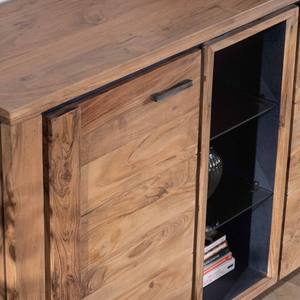 Aparador Vandana Crystal Edge de 150 cm en madera de acacia con 2 puertas y estantes de vidrio Fantaisie - Product Image 4
