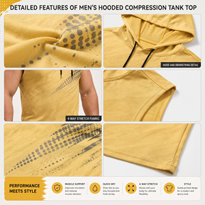 <b>Men</b> Custom Printed Hooded Tank Top Plus Size Fitness Wear Compression <b>Singlet</b> Quick Dry Yoga Top <b>Men</b> Customized Sportswear Vest - Product Image 6