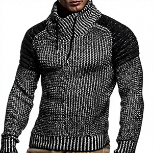 เสื้อสเวตเตอร์ถักลายทาง แขนยาว หนา สำหรับฤดูหนาว ผลิตจากอะคริลิก 100% ทรงปกติ - Product Image 5