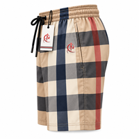 Shorts de bain respirants en toile unie pour hommes, shorts de plage décontractés, service OEM, 100 % polyester avec cordon de serrage