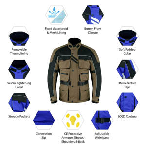 Veste de moto unisexe coupe-vent à manches longues, bicolore beige et noir, pour l'extérieur, toutes saisons - Product Image 6