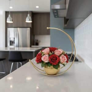 Florero Moderno de Metal con Forma de Luna para Decoración del Hogar, Elegante Florero Floral en Forma de Media Luna para Sala de Estar, Dormitorio u Oficina - Product Image 3