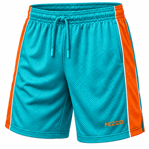 Shorts en maille 100% polyester respirants à séchage rapide avec taille élastique, style streetwear décontracté à bas prix, motif uni pour hommes - Product Image 2