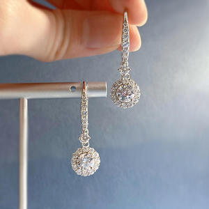 Pendientes de Aro Redondos Premium con Diamantes Cultivados en Laboratorio, Certificados por IGI, Color D E F, Claridad VVS VS, Oro, Oro Rosa, Oro Blanco, Plata - Product Image 2