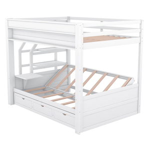 Chất Lượng Cao Thiết Kế Hiện Đại Bằng Gỗ <span class=keywords><strong>Futon</strong></span> Giường Tầng Khung Đầy Đủ Trên Ghế Với Cầu Thang Bàn Cạnh Giường Ngủ 3 Ngăn Kéo Trẻ Em Của Nhà Sử Dụng - Product Image 3