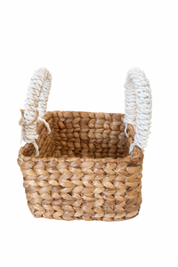AYRA S Handwoven Water Hyacinth <b>Basket</b> With White Macrame Handles Natural Storage <b>Basket</b> Eco Friendly Home Decor Boho Organizer - Product Image 2
