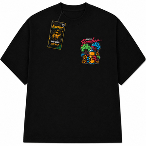 เสื้อยืดโอเวอร์ไซส์ลายการ์ตูนสำหรับผู้ชาย แขนสั้น คอกลม สไตล์สตรีทแวร์ สีดำ - Product Image 4