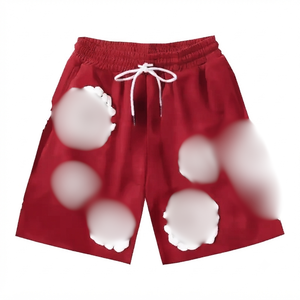 Shorts de survêtement décontractés pour hommes, 100 % coton épais, style streetwear, avec impression en relief, taille mi-élastique, collection tendance - Product Image 4