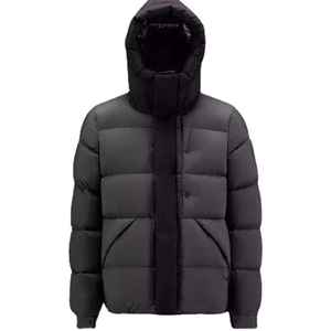 Men's Hooded Puffer Jacket Down Filled Winter Coat Windproof Casual Quilted Regular Fit Black Zipper Closure - Product Image 1