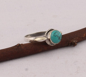 Natural Turquoise Bezel Setting Band <b>Ring</b> <b>925</b> Sterling <b>Silver</b> Women's Genuine Purple Gemstone Wedding February - Product Image 5