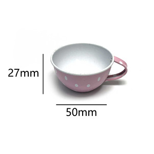 Custom OEM Tinplate Kids Tea Party <b>Set</b> Cute Colorful Polka Dot Metal Teapot <b>Teacups</b> and Tray Pretend Play Kitchen Toys for Girl - Product Image 3