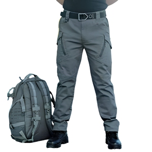 Pantalones Cargo Tácticos para Hombre, Transpirables, Talla Grande, Secado Rápido, Resistentes al Agua, Multibolsillos, para Senderismo al Aire Libre, Corte Regular, Gris, Poliéster - Product Image 1