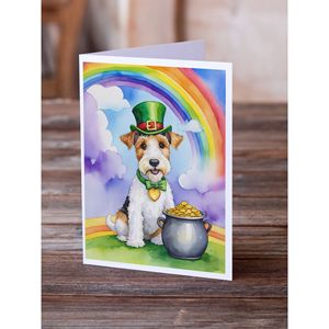 Whimsical Fox Terrier St Patrick's Day <b>Greeting</b> <b>Cards</b> Pack of 8 A7 Size 5x7 Blank <b>Note</b> <b>Cards</b> with Envelopes - Product Image 2