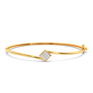 Minimalist Bypass Rhombus Diamond Center <b>Bangle</b> <b>Bracelet</b> - Product Image 1