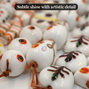 Cuentas de Vidrio Lampwork Multicolor con Patrones de Múltiples Estilos, Hilo de 8 Pulgadas |   Cuentas artísticas hechas a mano con forma de rondel para la fabricación de joyas - Product Image 2