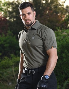 Nouvelle Chemise d'été pour Homme à Bouton Unique, Couleur Unie, Tissu Tricoté, Séchage Rapide, Manches Courtes, Design Sportif et Tactique - Product Image 1