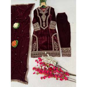 Ensemble haut-bas et dupatta magnifique pour femmes, vêtements de soirée de créateur - Product Image 1
