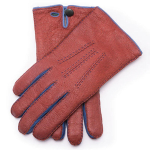 Gants en cuir sur mesure, marron et bleu, pour l'hiver, entièrement couvrants, doublure intérieure douce, chauds, respirants, écologiques, unis, pour l'extérieur - Product Image 1