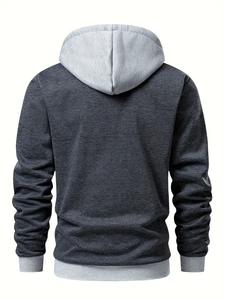 Sweat à capuche zippé gris et anthracite à blocs de couleurs |   Fabricant de sweat-shirts en polaire pour hommes sur mesure |   Vêtements en gros B2B Bangladesh - Product Image 2